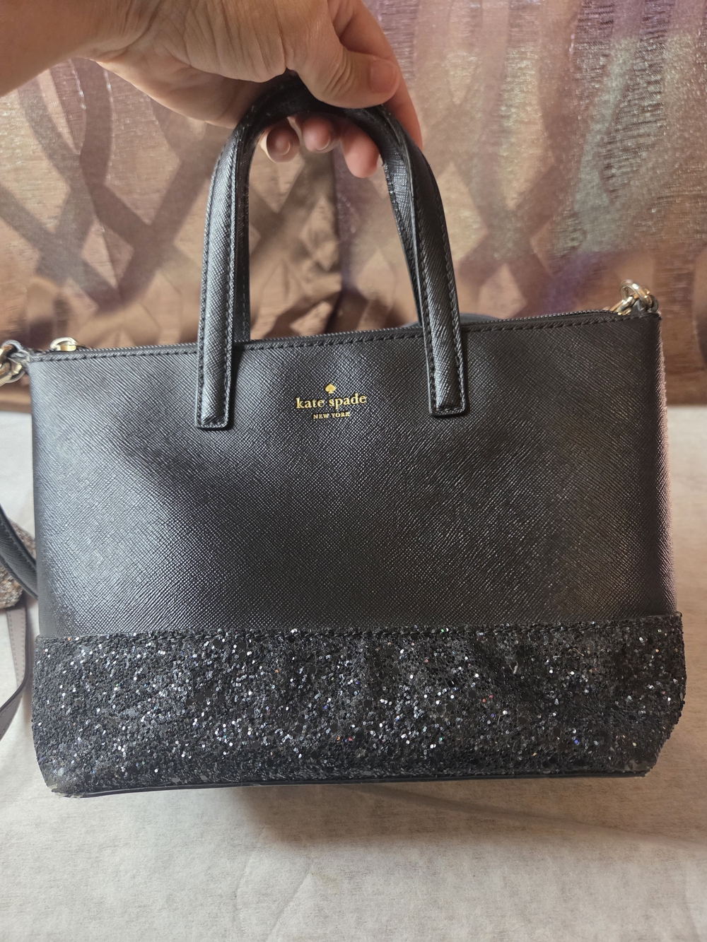 Kate Spade Black Tote & Taupe Crossbody with Glitter Trim-Lot Of 2 - Picture 7 of 13